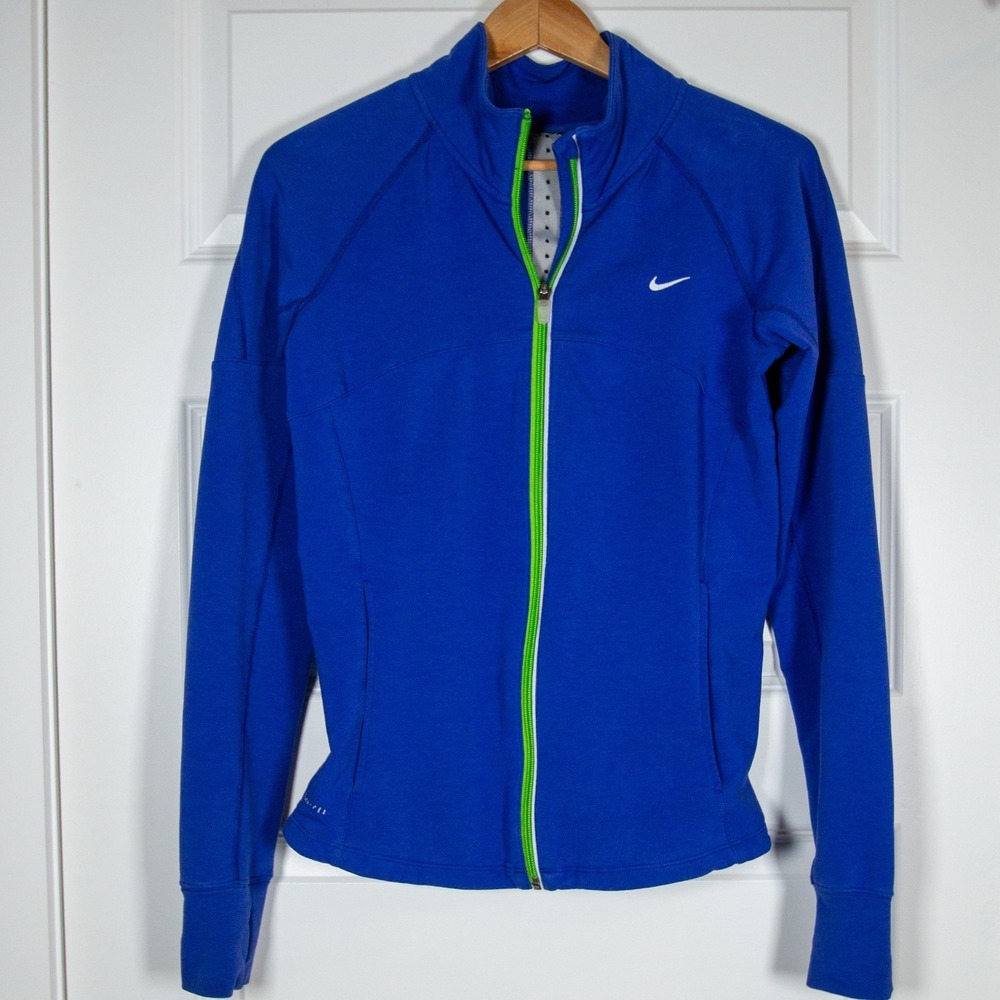 Nike Purple Performance Full Zip Track Jacket Neon Green Trim Sz L